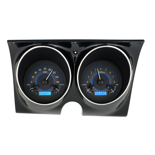 Dakota Digital Gauge, MDX System, 1967-68 Chevy Camaro/Firebird, Carbon Fiber Style Face, Blue Display, Custom