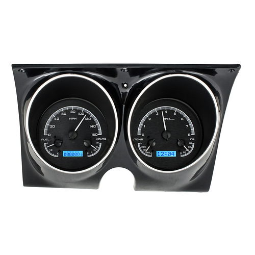 Dakota Digital Gauge, MDX System, 1967-68 Chevy Camaro/Firebird, Black Alloy Style Face, Blue Display, Custom