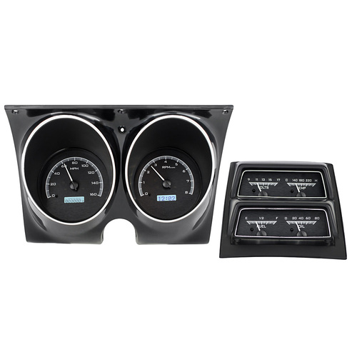 Dakota Digital Gauge, MDX System, 1968 Chevy Camaro w/ Console Gauges, Black Alloy Style Face, White Display, Custom