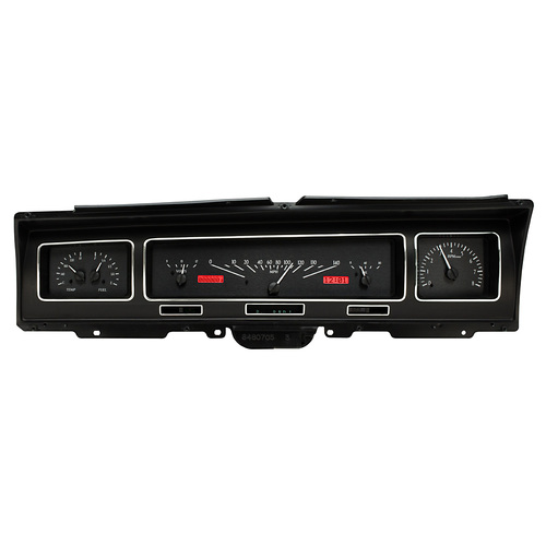 Dakota Digital Gauge, MDX System, 1968 Chevy Impala/Caprice, Black Alloy Style Face, Red Display, Custom