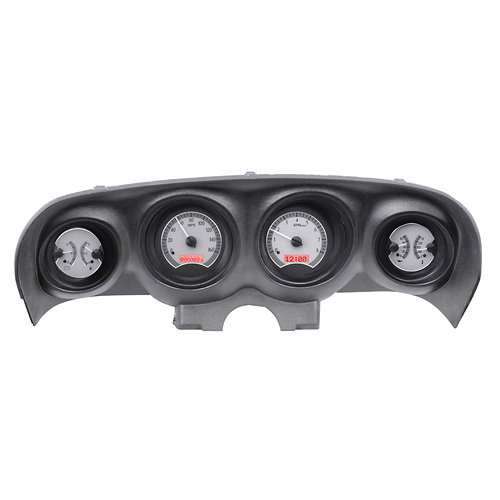 Dakota Digital Gauge, MDX System, 1969-70 Ford Mustang, Silver Alloy Style Face, Red Display, Custom