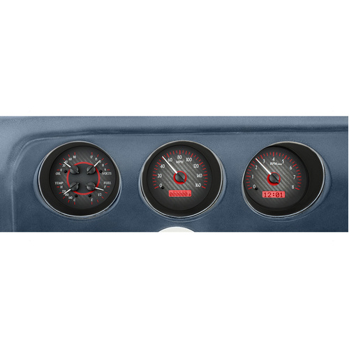 Dakota Digital Gauge, MDX System, 1969 Pontiac GTO, Carbon Fiber Style Face, Red Display, Custom