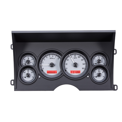 Dakota Digital Gauge, MDX System, 1988-94 Chevy Pickup, Silver Alloy Style Face, Red Display, Custom