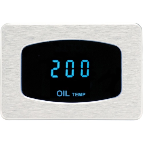 Dakota Digital Gauge, Odyssey Series I, Oil Temperature, Digital, 0- 200°C, Chrome Bezel, Teal Display, Each