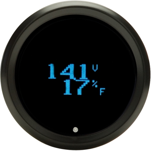 Dakota Digital Gauge, Odyssey Series II, Fuel/ Volts/ Oil Pressure/ Water Temperature, Digital, 2-1/16 in. Diameter, Black Bezel, Teal Numerals, Each