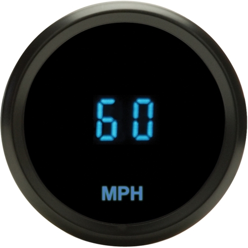 Dakota Digital Gauge, Solarix Series, Mini Speedometer, 255 MPH, Digital, Round, 2-1/16 in. Diameter, Chrome Bezel, Blue Numerals, Kit