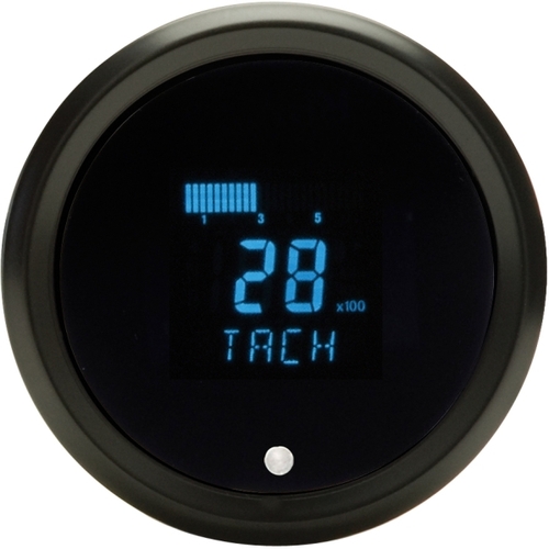 Dakota Digital Gauge, Solarix Series, Performance Tachometer, Digital, Round, 350- 17,500 RPM, 3-3/8 in. Diameter, Black Bezel, Blue Numerals, Kit