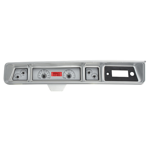 Dakota Digital Gauge Kit, 1970 For Chevrolet Caprice/ For Impala, Analog, Silver Background, Alloy Style Face, Red Display