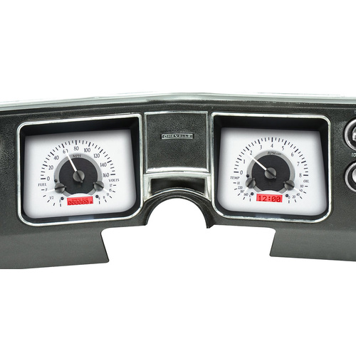 Dakota Digital Gauge Kit, 1968 For Chevrolet For Chevelle/ El Camino, Analog, Silver Background, Alloy Style Face, Red Display