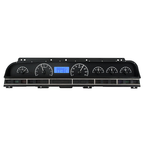 Dakota Digital Gauge Kit, 1969- 70 For Chevrolet For Impala/ Caprice, Analog, Black Background, Alloy Style Face, Blue Display