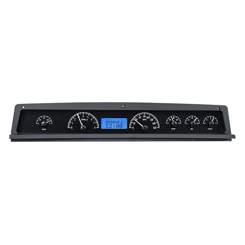 Dakota Digital Gauge Kit, 1971- 76 For Chevrolet Caprice/ For Impala, Analog, Black Background, Alloy Style Face, Blue Display