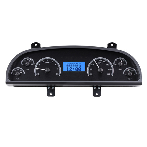 Dakota Digital Gauge Kit, 1994- 96 For Chevrolet Caprice/ For Impala SS, Analog, Black Background, Alloy Style Face, Blue Display