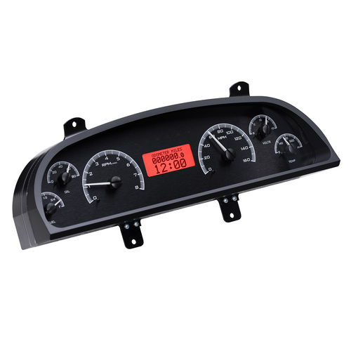 Dakota Digital Gauge Kit, 1994- 96 For Chevrolet Caprice/ For Impala SS, Analog, Black Background, Alloy Style Face, Red Display