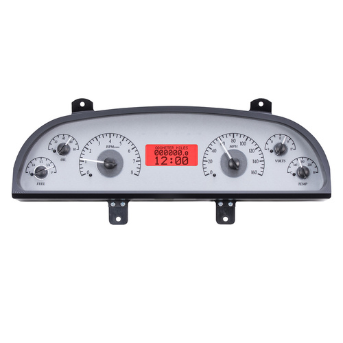 Dakota Digital Gauge Kit, 1994- 96 For Chevrolet Caprice/ For Impala SS, Analog, Silver Background, Alloy Style Face, Red Display