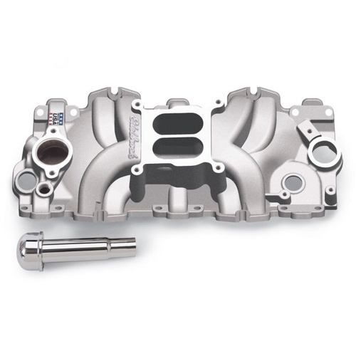 Edelbrock Intake Manifold, Performer RPM, Aluminium, Natural, Dual Plane, Square Bore, Large Oval Port, For Chevrolet, Each