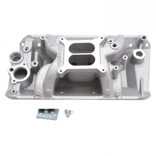 Edelbrock Intake Manifold, Performer RPM Air Gap, Dual Plane, Aluminium, Natural, Square Bore, AMC, 290/343/390, Each