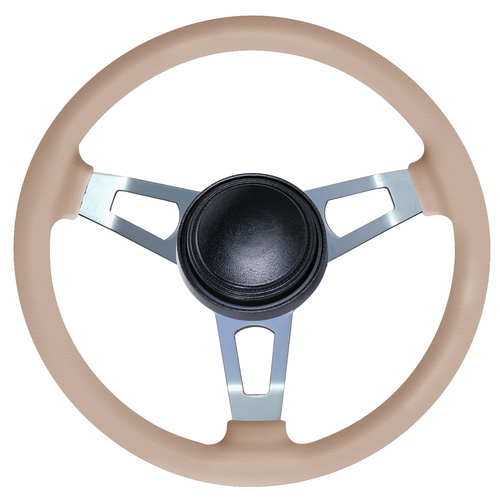 Flaming River Steering Wheel Tuff Wheel New Leather Design Light Tan Alum Spoke POL