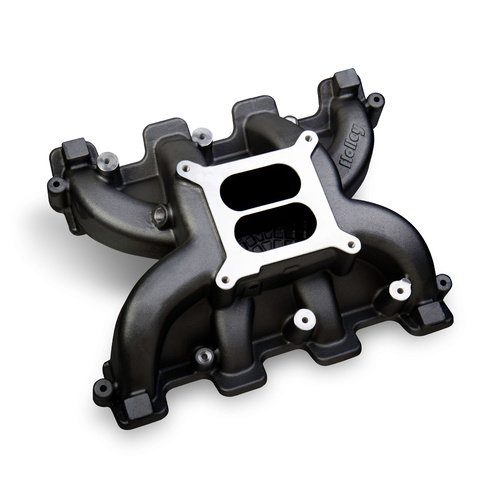 Holley Intake Manifold, LS Dual Plane, Mid Rise, Aluminium, Black Ceramic Coated, Square Bore, For Chevrolet, LS, Each