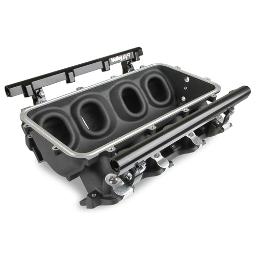 Holley EFI Intake Manifold Base/Fuel Rails (Lo-Ram), GM LS1/2/6 for 300-620BK, Black Finish