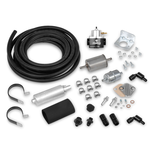 Holley EFI Fuel System Pump Plumbing Kit, Terminator EFI, Pump, Regulator, Two Steel Filters, Super Stock Hose, Fittings, Kit