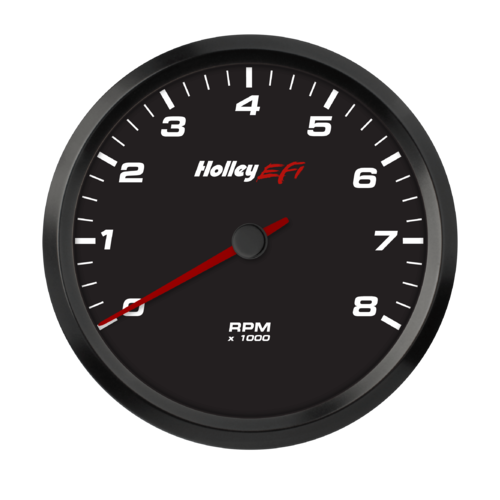 Holley EFI Gauge, Tachometer, Systems Style, Analog, 0-8, 000 rpm, 4 1/2 in., Black Face, Electrical, Each