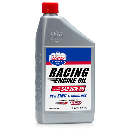 LUCAS Semi-Synthetic SAE 20W-50 Racing Motor Oil, 1 Quart (950 ml), Each