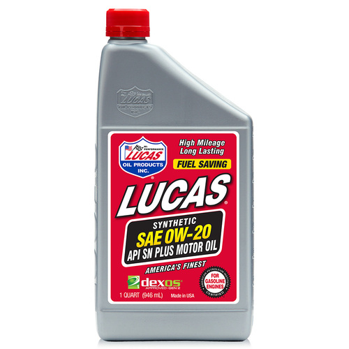 LUCAS Synthetic SAE 0W-20 API SN Plus, 1 Quart (950 ml), Each