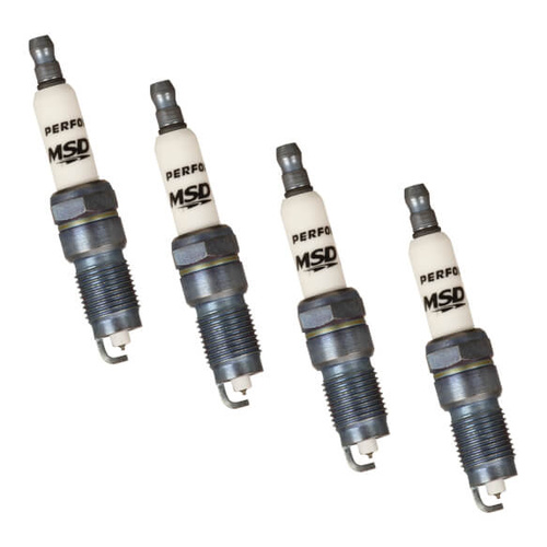 MSD Spark Plug, Standard, Tapered Seat, Iridium, 14mm Thread, 0.7500 Reach, 5/8 Hex, Set of 4