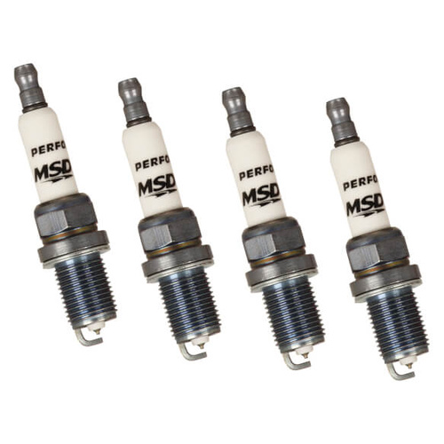 MSD Spark Plug, Shorty, Gasket Seat, Iridium, 14mm Thread, 0.7500 Reach, 5/8 Hex, Set of 4