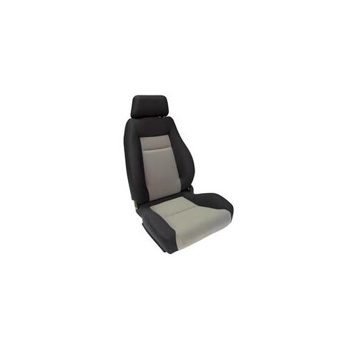 Procar Seat, Elite Series 1100, Reclining, Driver Side, Velour, Black/Gray, Each