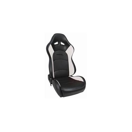 Procar Seat, Evolution Series, 1616 Suspension, Vinyl, Black, Ivory, Lever Recline, Driver Side, Each