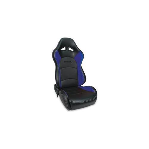 Procar Seat, Evolution Series, 1616 Suspension, Vinyl, Black, Blue, Lever Recline, Driver Side, Each