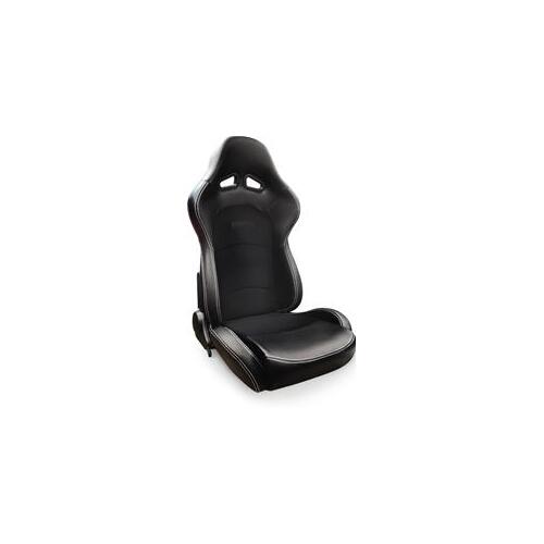 Procar Seat, Evolution Series, 1616 Suspension, Vinyl, Velour, Black, Lever Recline, Driver Side, Each