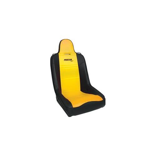 Procar Seat, Terrain Series 1620, Fixed Back, Vinyl, Black/Yellow, Each