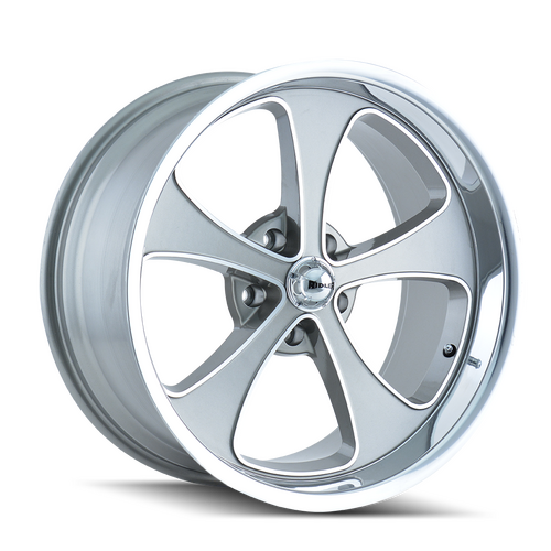 Ridler 645 Wheel, Gloss Grey Machined And Polish, Grey, 20X10, 5-120.65 Bolt Circle, 5.5 Backspace, 83.82 Bore, Each