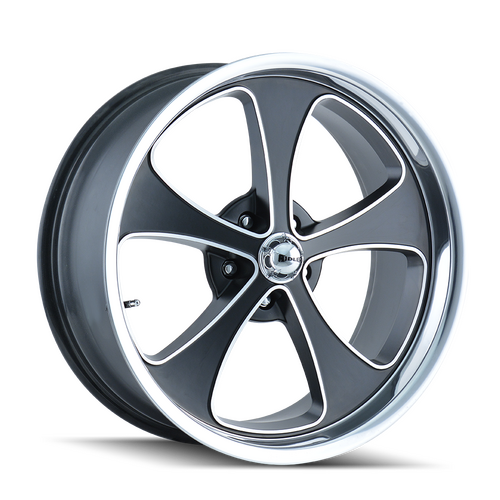 Ridler 645 Wheel, Matte Black Machined And Polish, Black Machined, 20X10, 5-127 Bolt Circle, 5.5 Backspace, 83.82 Bore, Each