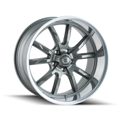 Ridler 650 Wheel, Gloss Grey Polished, Grey, 20X10, 5-120.65 Bolt Circle, 5.5 Backspace, 83.82 Bore, Each