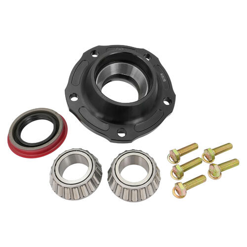 RTS Pinion Support For Ford 8 in. Pinion Support, Billet Aluminium, Street/Strip, Larger HD Bearings, Pinion Seal, Grade 8 Bolts, Black Anodised, Kit