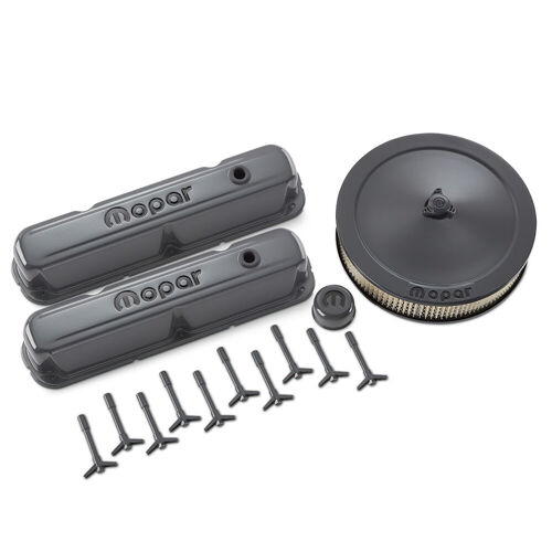 Proform , MOPAR ® Small Block Engine Shark Gray Dress-Up Kit, Liquid Black MOPAR® Emblems