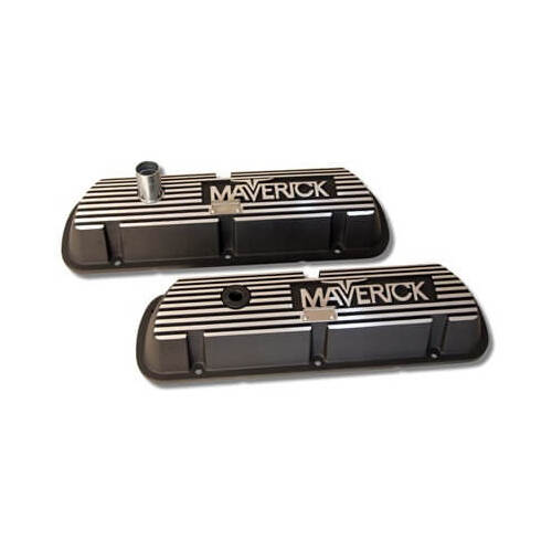 Scott Drake Classic Valve Covers, Classic, Tall, Maverick Top Style, Black Wrinkle, For Ford, Small Block Windsor, Pair