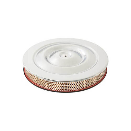 Scott Drake Classic Air Cleaner, Round, Flat Base, Steel, Chrome, 14 in. Dia., 2 in. Filter Height, For Ford, V8, Each