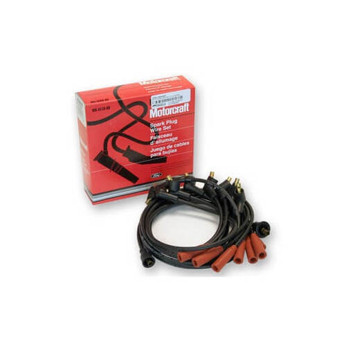 Scott Drake Classic Spark Plug Wires, Motorcraft, Assembled, Spiral Core, Black Wires, Red Plug Boots, For Ford, Set