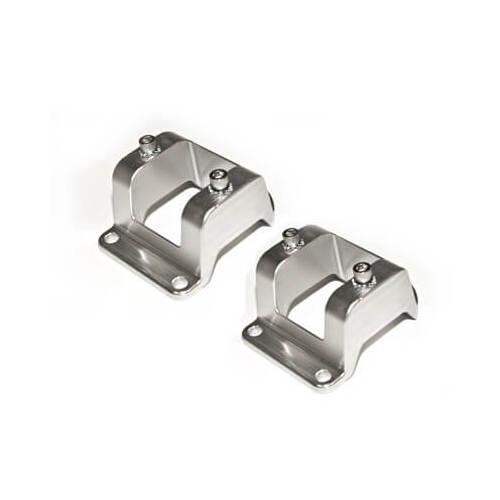 Scott Drake Classic Shock Mounts, Billet Aluminum, Clear Anodized, Front, For Ford, Pair