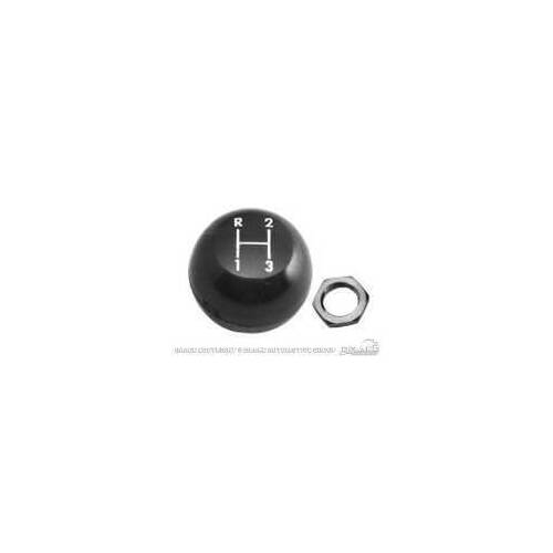 Scott Drake Classic Transmission Shift Knob, Manual, 3-speed, Round, Plastic, Black, For Ford, Each