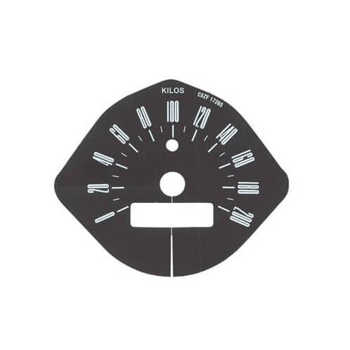 Scott Drake Classic Gauge Face Overlay, Speedometer Overlay 120 Mph To 200 Km, 1965-1966 For Ford Mustang, Each