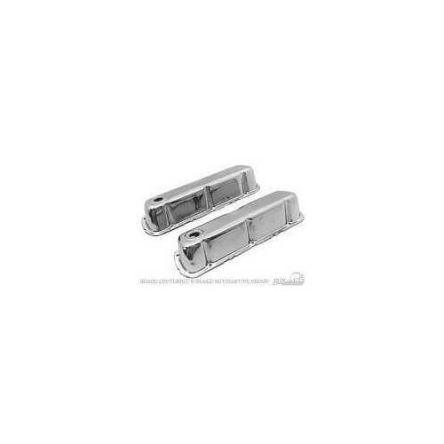 Scott Drake Classic Valve Covers, Original-Style, Stock Height, Steel, Chrome, Baffled, For Ford, 390, 427, 428, Pair