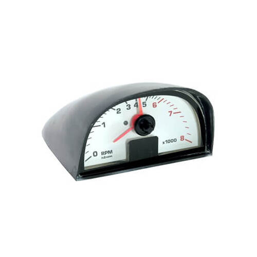 Scott Drake Classic Tachometer Gauge, Hood Mounted Tach, White Face, 1965-1970 For Ford Mustang, Each