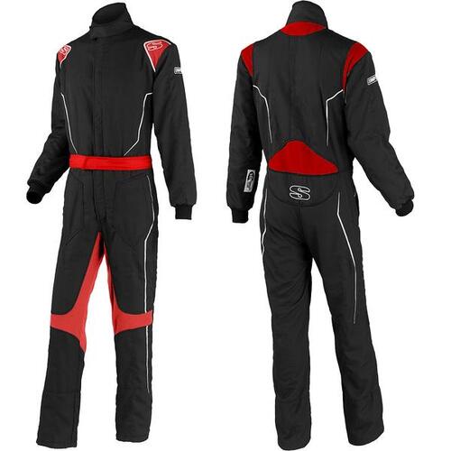 Simpson Racing Helix Racing Suit, Medium - Red/Black/White Stripe