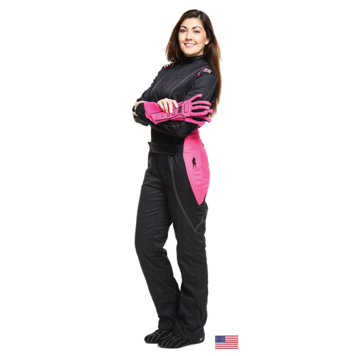  Simpson Racing Vixen II Ladies Driving Suit, Black/Pink, Medium (Ladies 8-10)