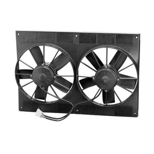 SPAL Electric, FAN TWIN 11" INC SHROUD DUAL SPAL 12V 4610m3/h 29.8 AMP ,ea